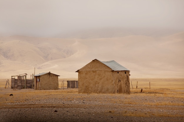 Authentic huts in african desert, Namibia