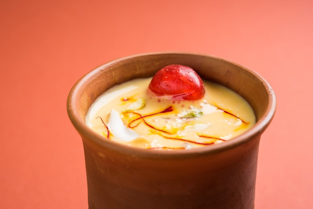 Authentic Indian cold drink made up of curd milk and malai called Lassi