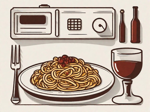 Foto autentica cena a base di spaghetti italiani