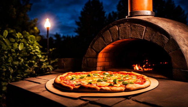 Photo authentic italian wood oven pizza