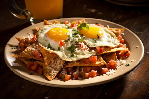 Authentic Mexican Chilaquiles with Fried Eggs and Salsa