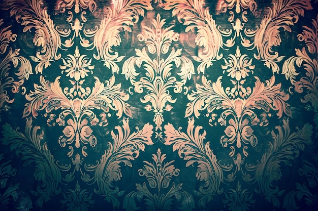 Photo authentic retro floral pattern wallpaper texture