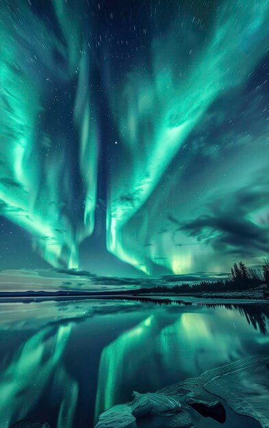 Foto un paesaggio autentico dell'aurora canadese