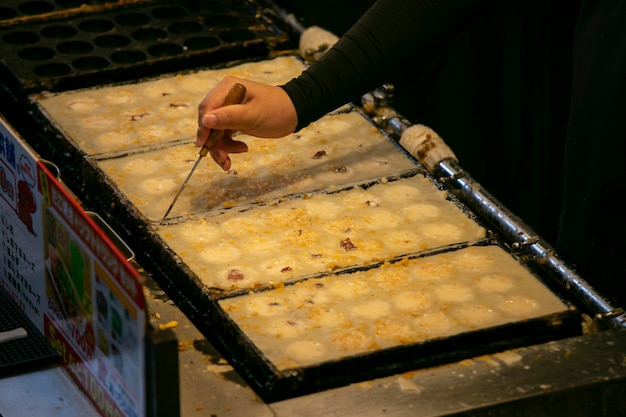 Authentic Takoyaki balls from Osaka Takoyaki is a Japanese food made from wheat flour and octopus