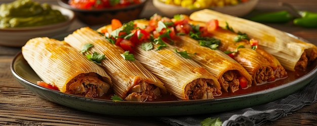 Authentic Tamales Wrapped In Corn Husks Filled Wallpaper