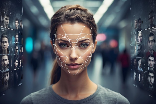 Authentication by facial recognition conceptBiometricSecurity systemfacial recognition technology