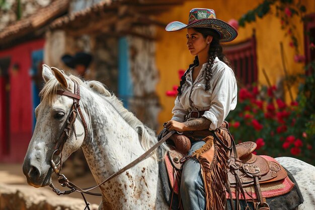 Authentiek Charro rijden op een Mexicaanse Rodeo