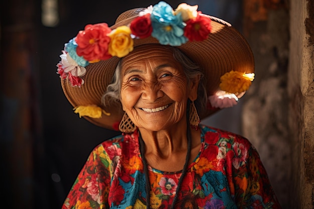 Authentiek portret van een Mexicaanse vrouw van middelbare leeftijd