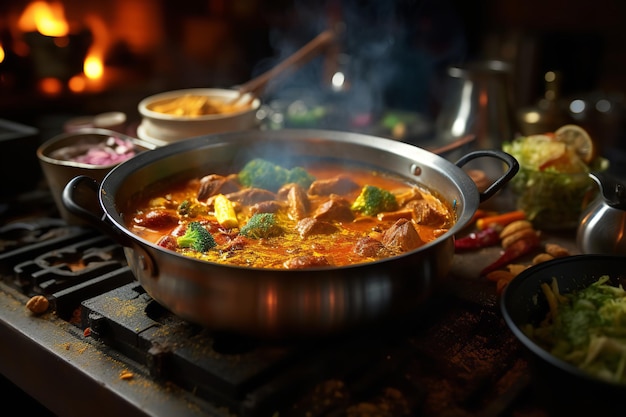 Authentieke Indiase curry in een pot