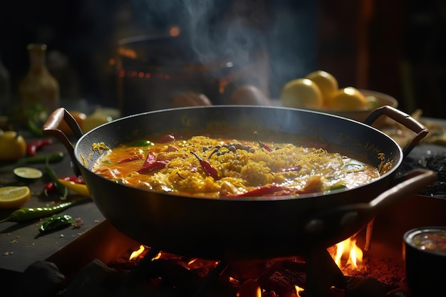 Authentieke Indiase curry in een pot