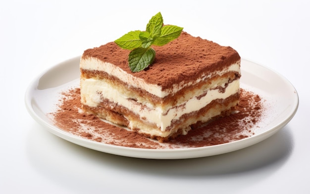 Authentieke Italiaanse Tiramisu Delight op witte achtergrond