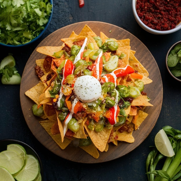 Authentieke Mexicaanse snack nachos met verse ingrediënten
