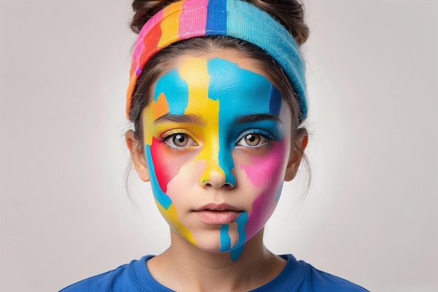 Autism day awareness with colourful portrait