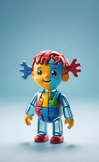 Photo autism day figure 3d boy character