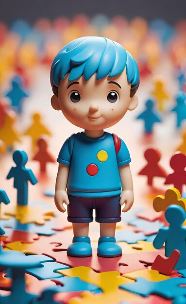 autism day figure 3D boy character