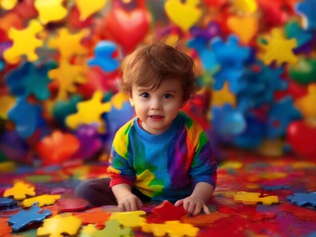 Autisme dag kleurrijke achtergrondontwerp beste kwaliteit hyper realistische behang afbeelding ai gegenereerd