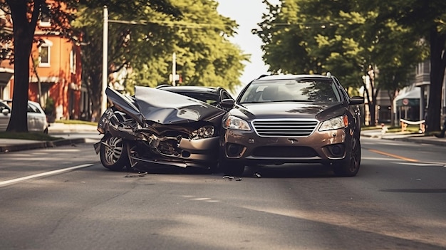 市内の路上で起きた2台の車が絡む自動車事故 生成AI