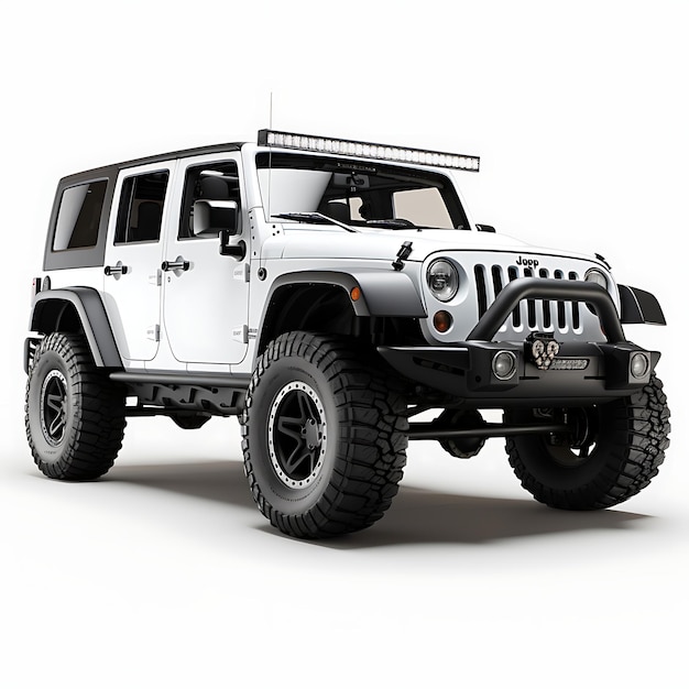 Auto geïsoleerd op witte achtergrond Jeep Wrangler witte auto leeg schoon op witte backgr wit zwart