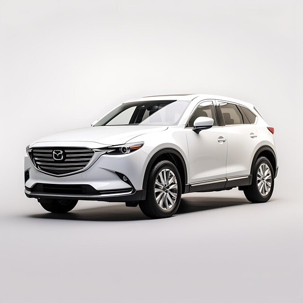 Auto geïsoleerd op witte achtergrond Mazda Cx9 witte auto leeg schoon op witte pagina wit zwart