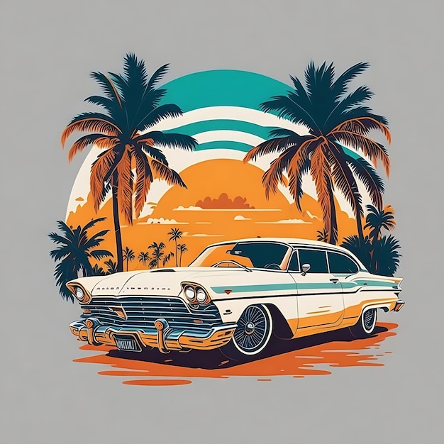 auto illustratie shirt design vintage retro zomer shirt design zomer t-shirt design