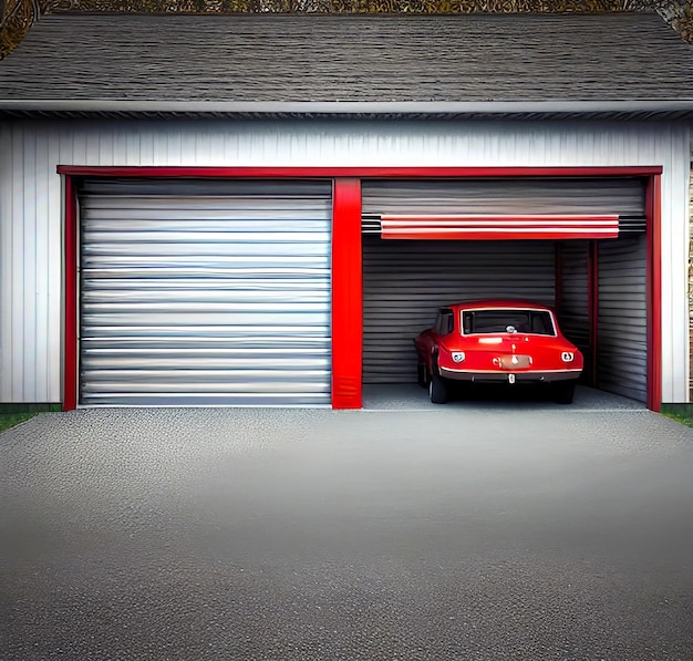 Auto in moderne garage met roldeur