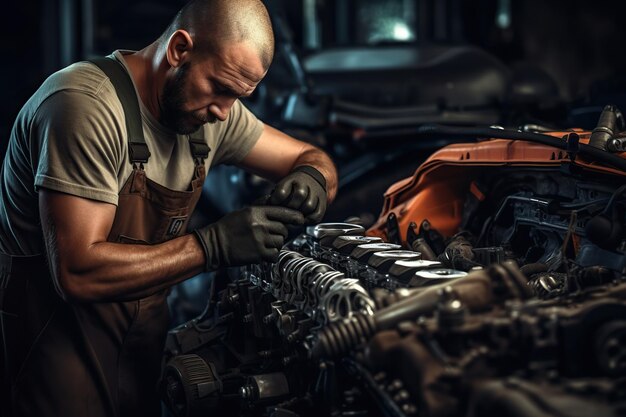Автомеханик ремонт двигателя автомобиля