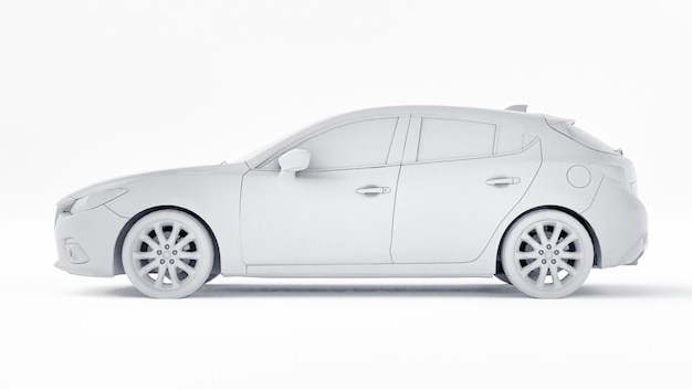 Auto met blanco oppervlak voor uw creatieve ontwerp. 3D-weergave.