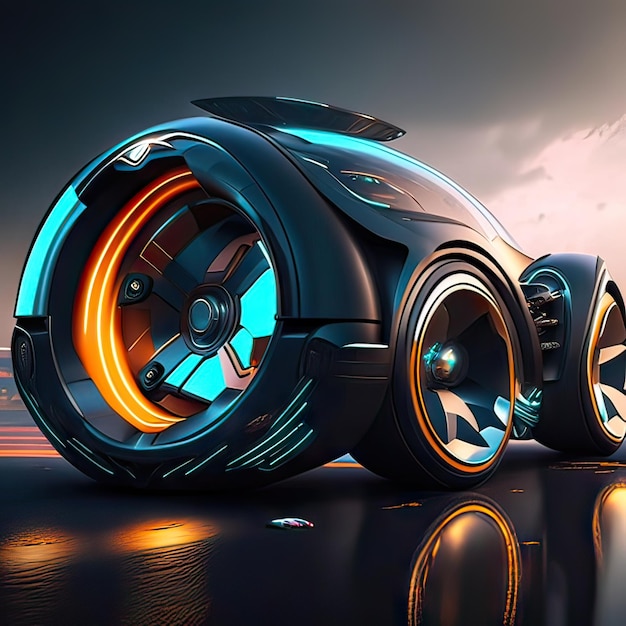 Foto auto met super futuristisch ontwerpconcept generatieve ai