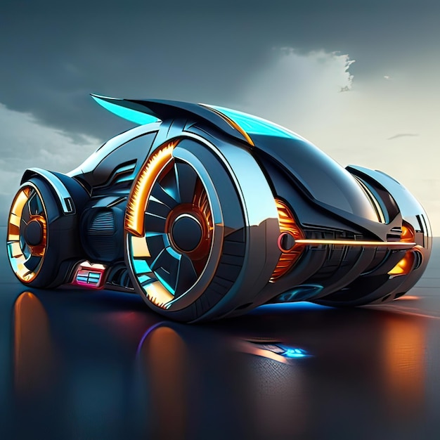 Foto auto met super futuristisch ontwerpconcept generatieve ai