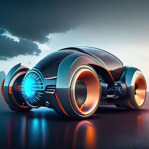 Foto auto met super futuristisch ontwerpconcept generatieve ai