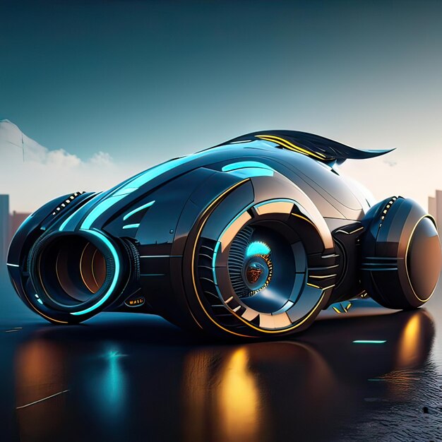 Foto auto met super futuristisch ontwerpconcept generatieve ai