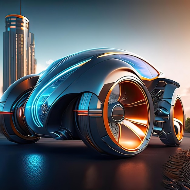 Foto auto met super futuristisch ontwerpconcept generatieve ai