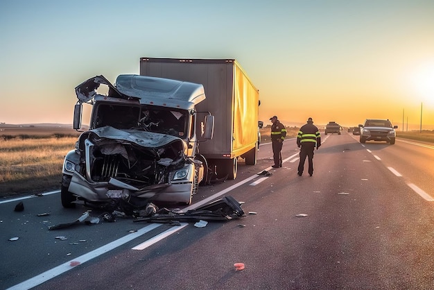 Auto-ongeluk ongeval met TIR-vrachtwagen op weg Generatieve AI