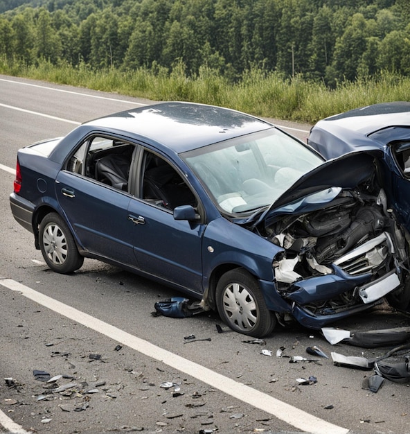 Auto-ongeluk op de snelweg Ongeluk op de weg Wegongeluk