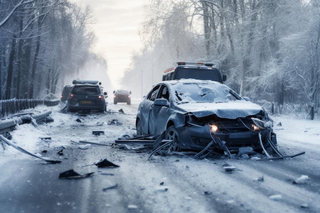 Auto-ongeluk op de weg Mooie illustratie foto Generatieve AI
