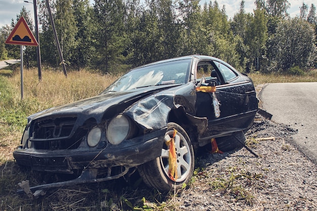 Foto auto-ongeluk op een weg