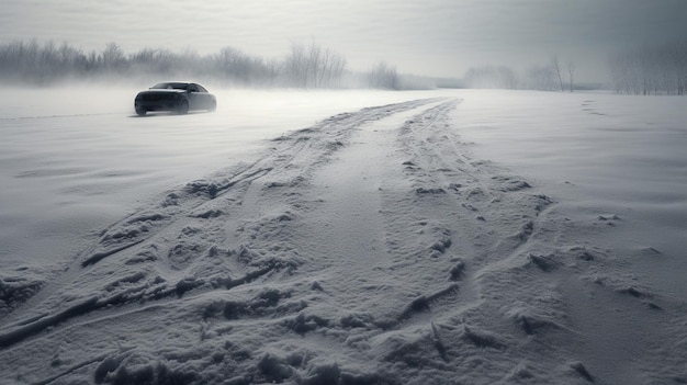 auto op een winterweg