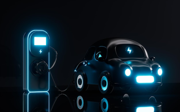 Auto oplading stapel is het opladen van de auto elektrische voertuig opladen concept 3d rendering