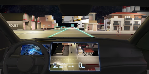 Auto pilot auto driverless object detectie sensor digitale snelheidsmeter autonome auto zelfrijdende