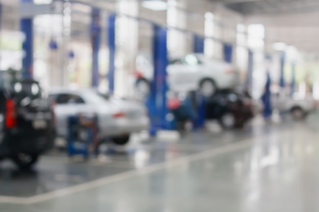 Auto repair service station blurred background