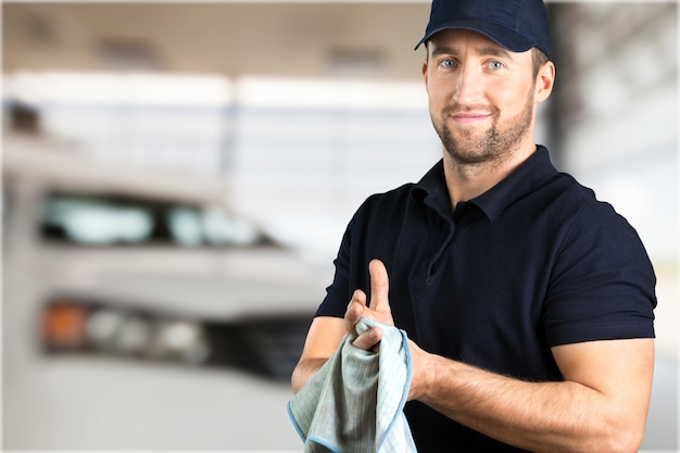 Auto Repair Shop, Male Mechanic near Car