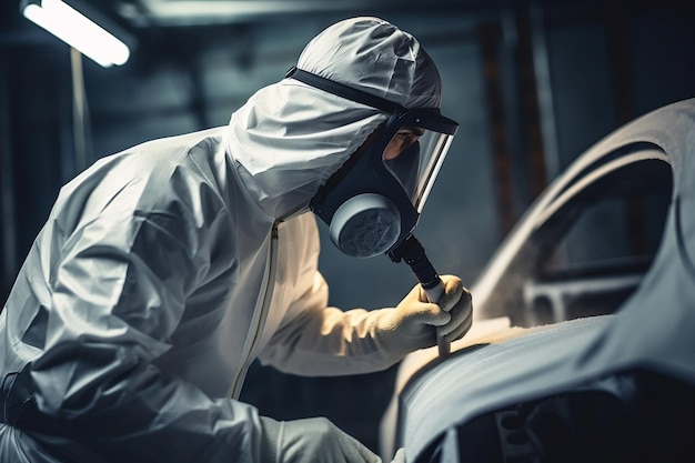 Auto Repair Technician in Protective Work Attire Painting Generative AI