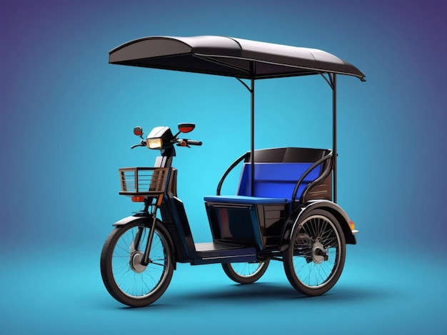 Photo auto rickshaw bajaj tuktuk 3d rendering on colorful gradient background