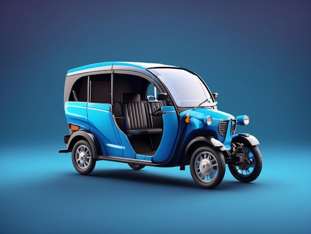 Auto Rickshaw Bajaj TukTuk 3D-weergave op een kleurrijke gradiënt achtergrond