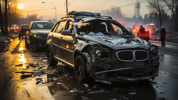 Auto's zwaar geraakt in verkeersongeluk na botsing op stadsstraat Verkeersveiligheid en verzekering