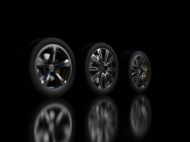 Auto wheels on a dark background