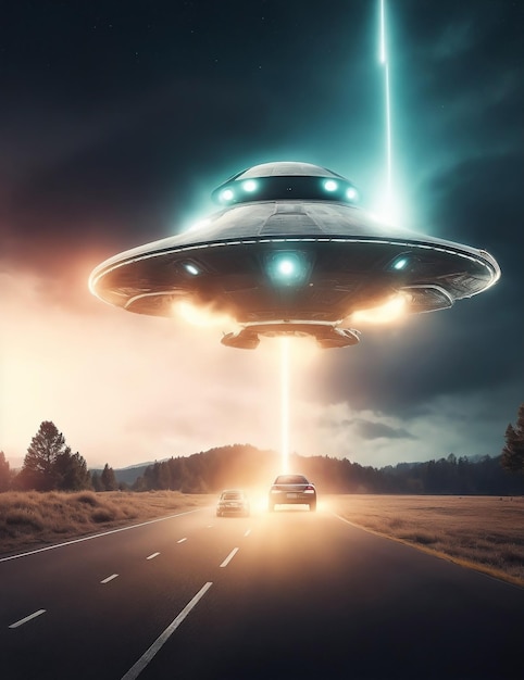 Auto wordt op de snelweg ontvoerd door een UFO
