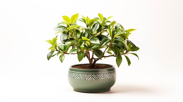 Autograph Tree plant in a pot on white background