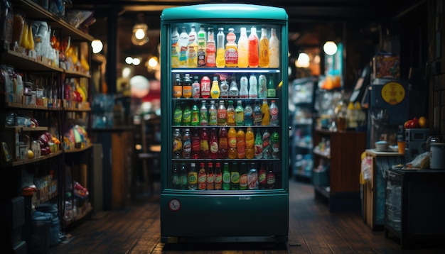 automaat met stickers op tafel op de achtergrond van de schietpartij in de garagestudio