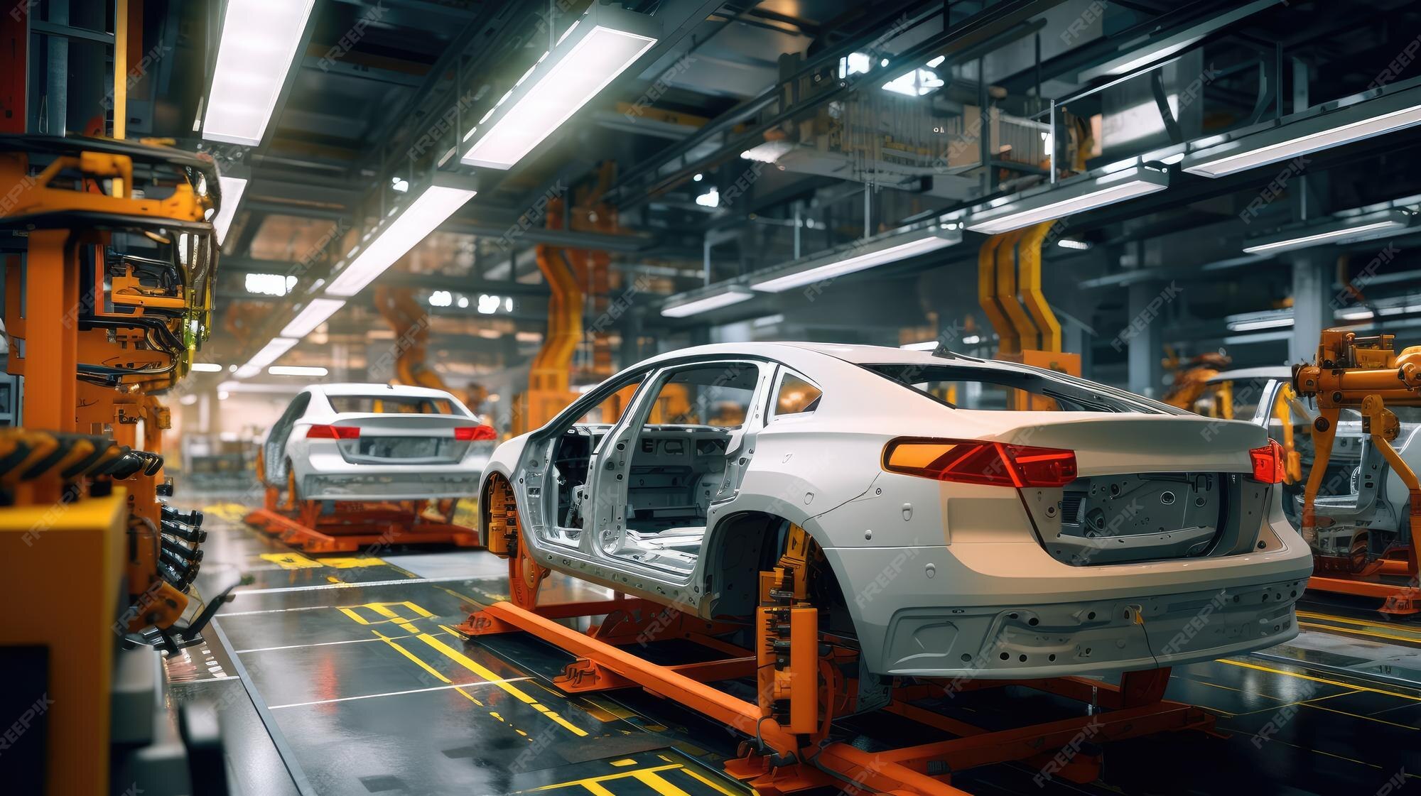 Premium AI Image Automated car Assembly line The plant of the